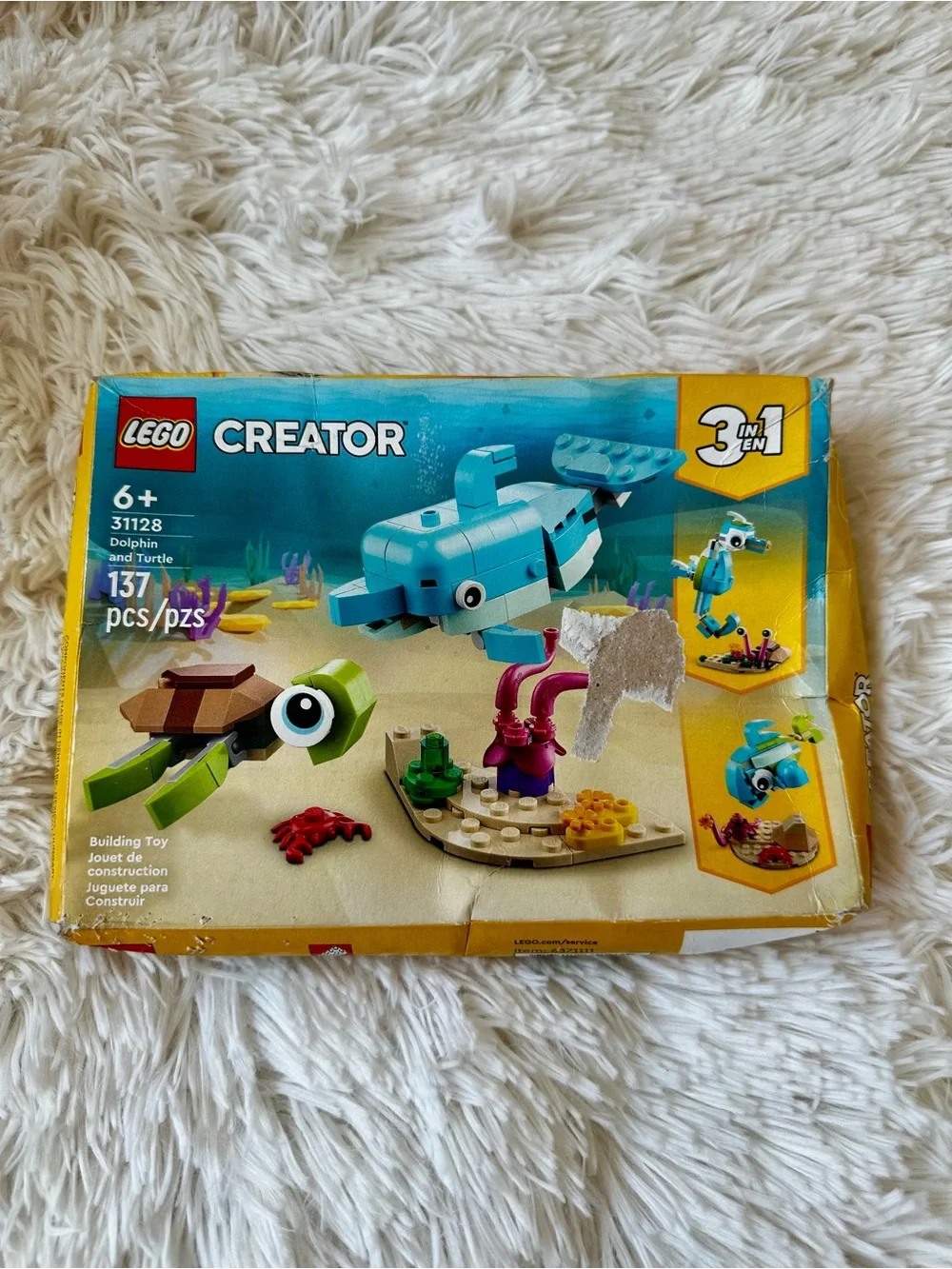 LEGO Creator 3 in 1 Dolphin Turtle Seahorse 31128 Retired Building Toy Set